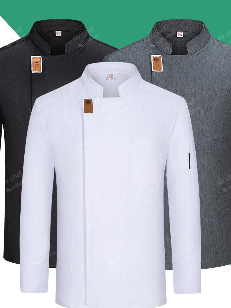 Camping Cooking Apron - men Chef Uniform long sleeves black