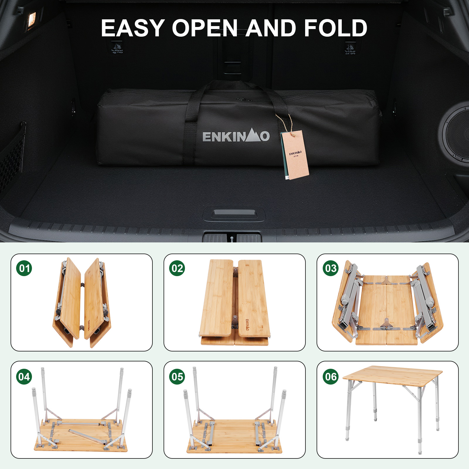 Camping Cooking Bag - Adjustable Height Portable Picnic Table with