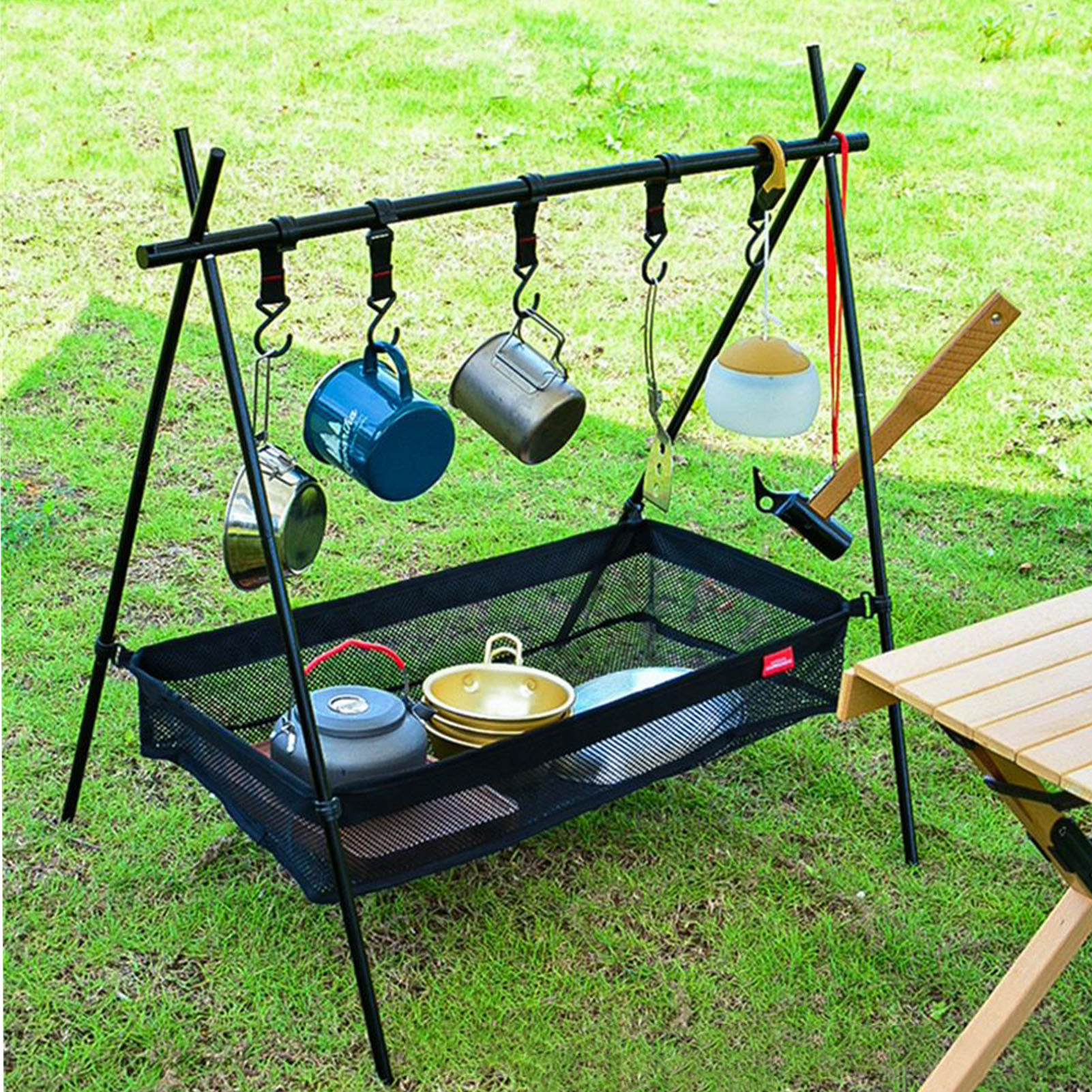 Camping Cooking Basket - Picnic Under Table Storage Bag Desk