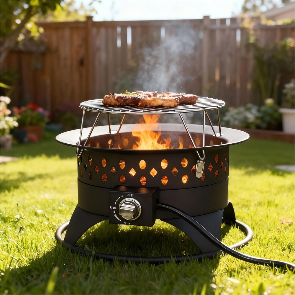 Camping Cooking Rock - 20 Inch Propane Fire Pit with