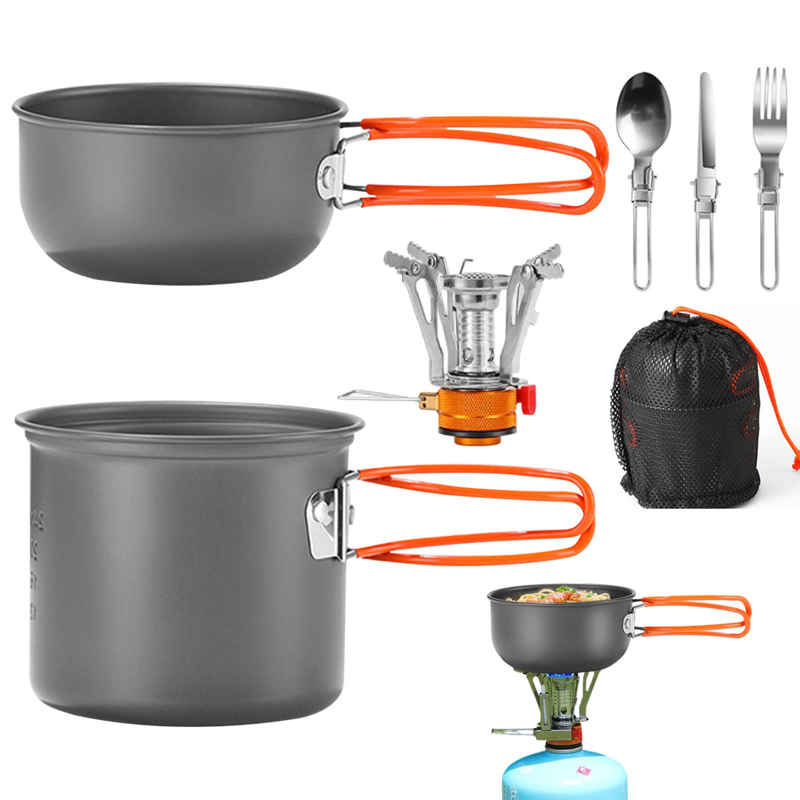 Camping Cooking Gas Stove - Portable Camping Cookware Set Outdoor Pot