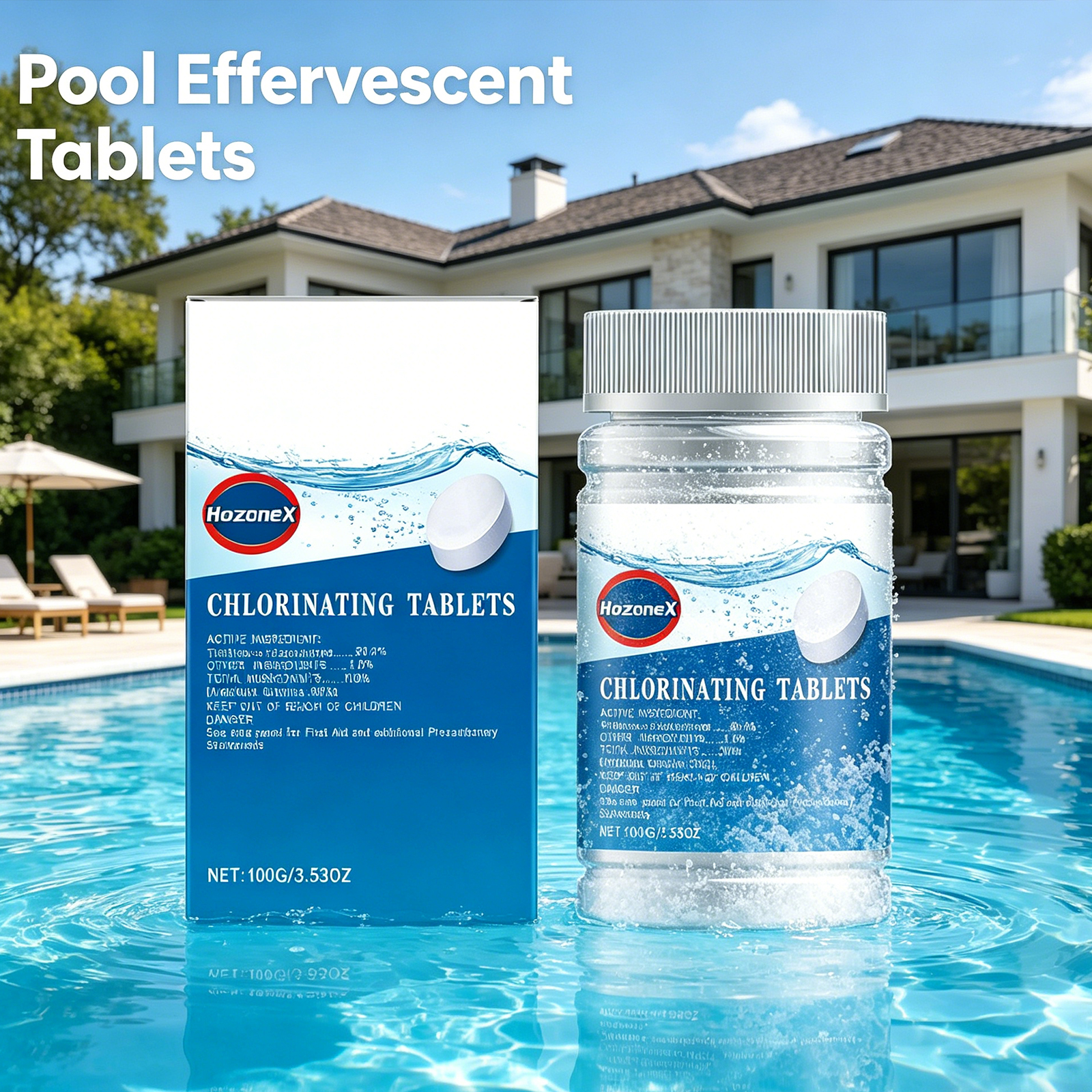 Water Purification Tablet - 100g Swimming Pool Cleaning Effervescent Tablets