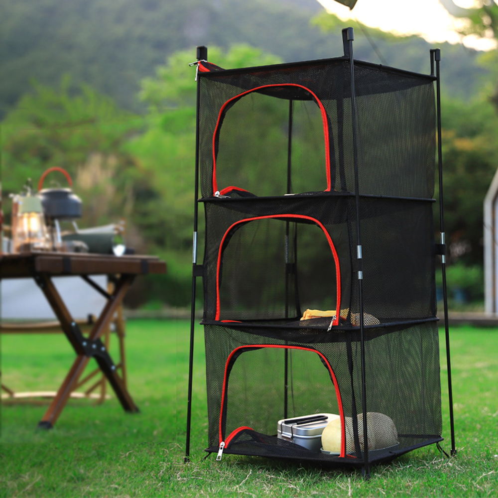 Camping Outdoor Cooking Table - Camping Storage Drying Net 3 Layer