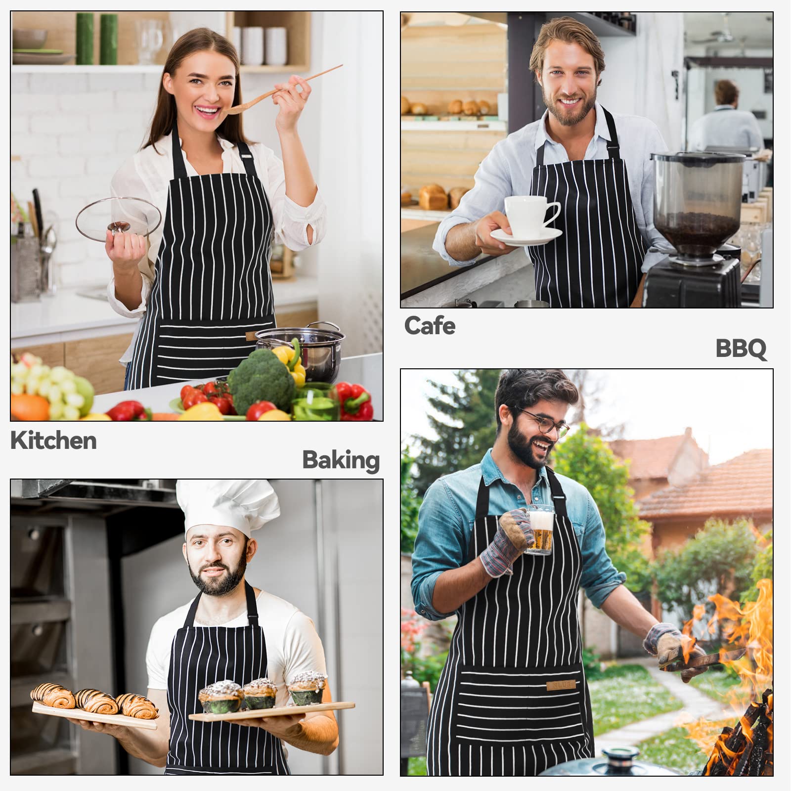 2pcs White Black Striped Man W - Camping Cooking Apron のレビューと価格
