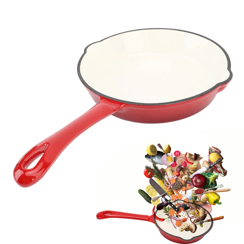 Cast Iron Frying Pan Enameled  - Camping Cooking Without Gas のレビューと価格