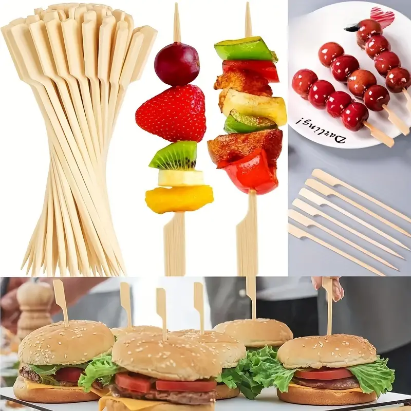 50Pcs Disposable Bamboo Sticks - Camping Outdoor Cooking Table のレビューと価格