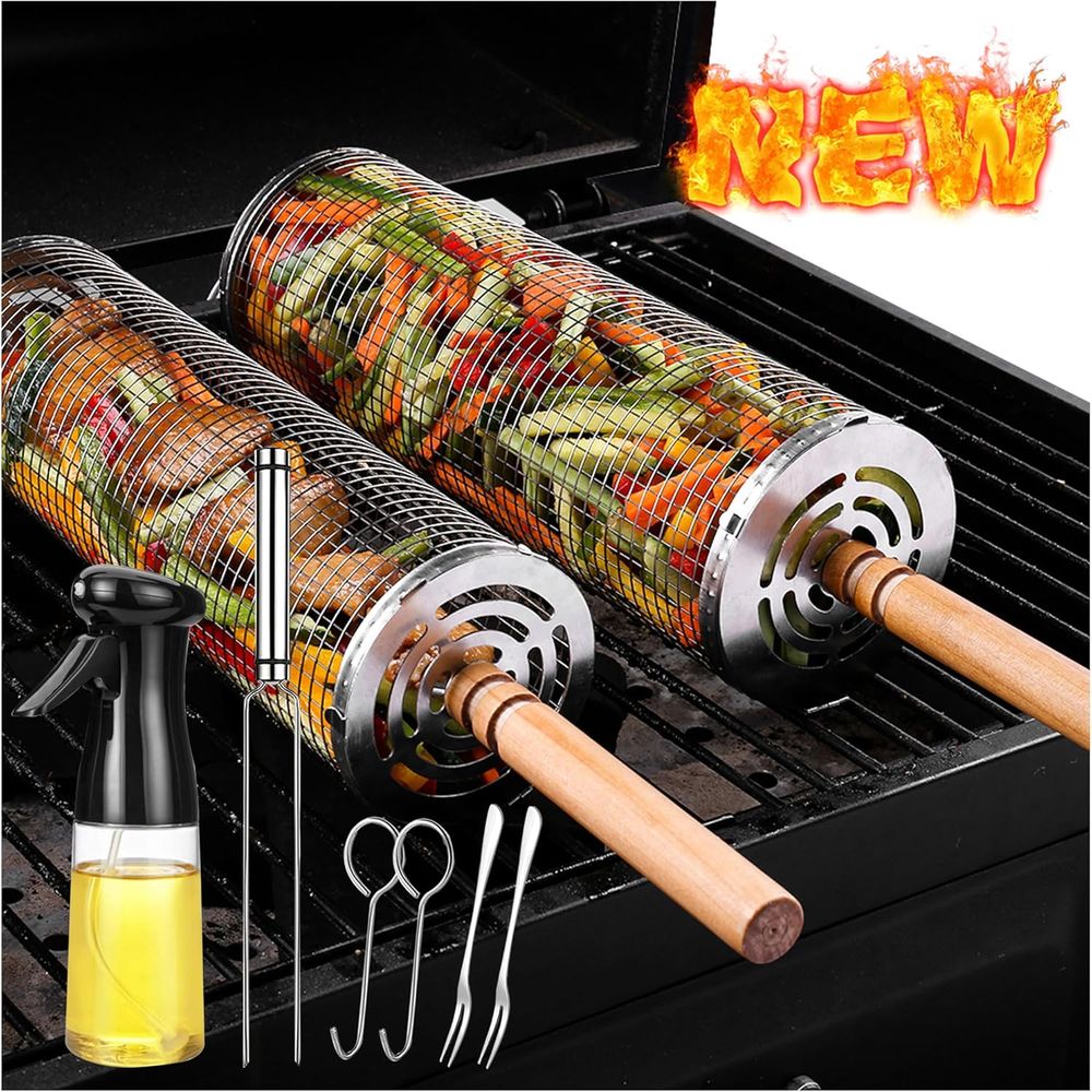 Large Round Stainless Steel Gr - Camping Cooking Basket のレビューと価格