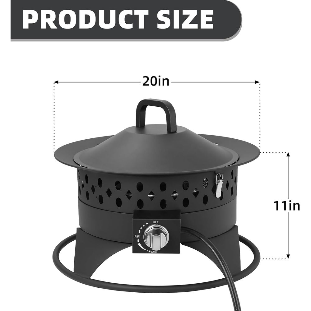 20 Inch Propane Fire Pit with  - Camping Cooking Rock のレビューと価格