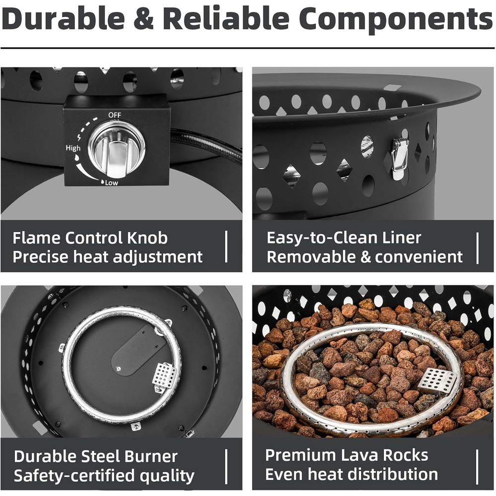20 Inch Propane Fire Pit with  - Camping Cooking Rock のレビューと価格