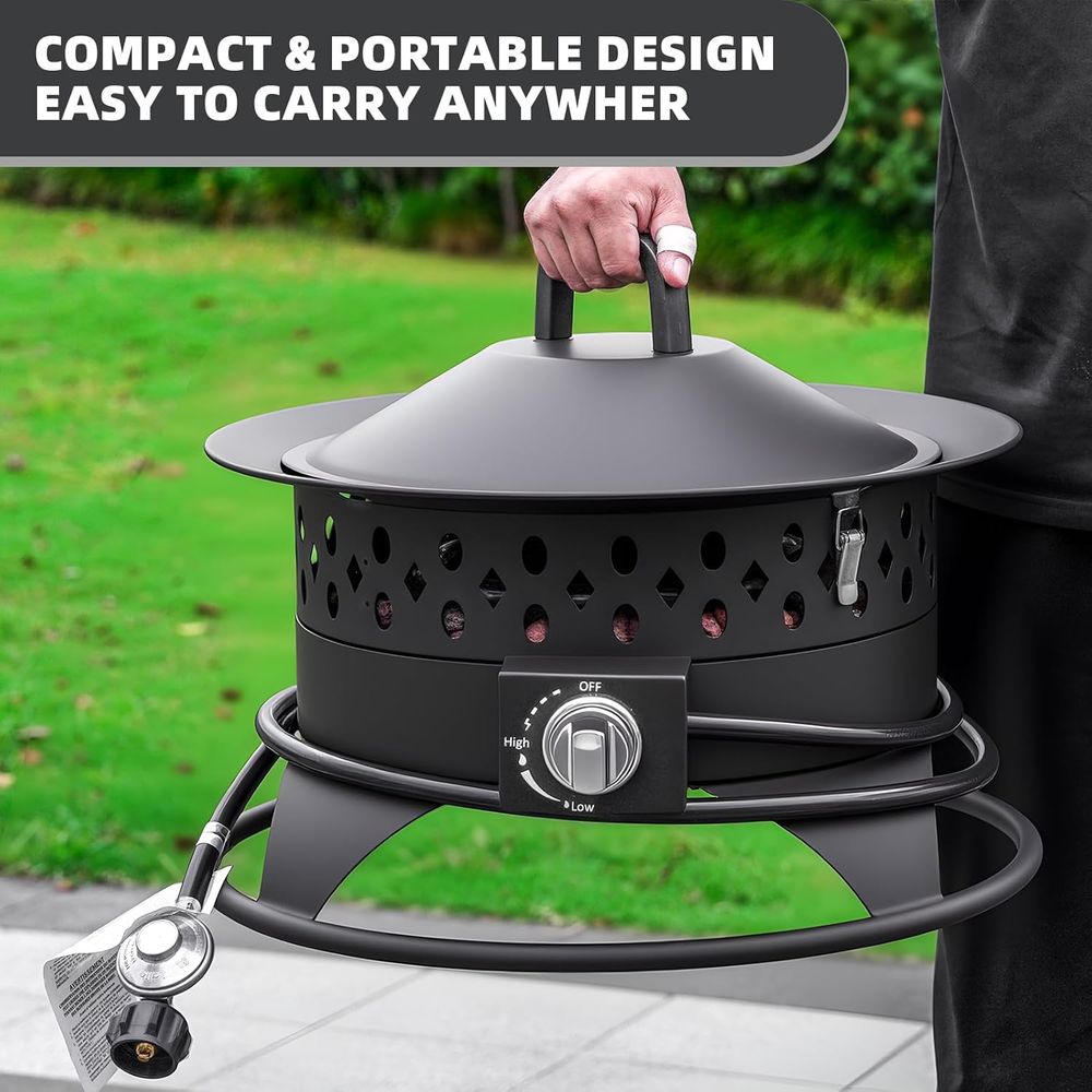 20 Inch Propane Fire Pit with  - Camping Cooking Rock のレビューと価格