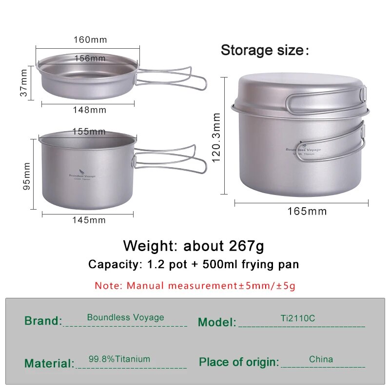 Boundless Voyage Titanium Pot  - Camping Cooking Set 2 Person のレビューと価格