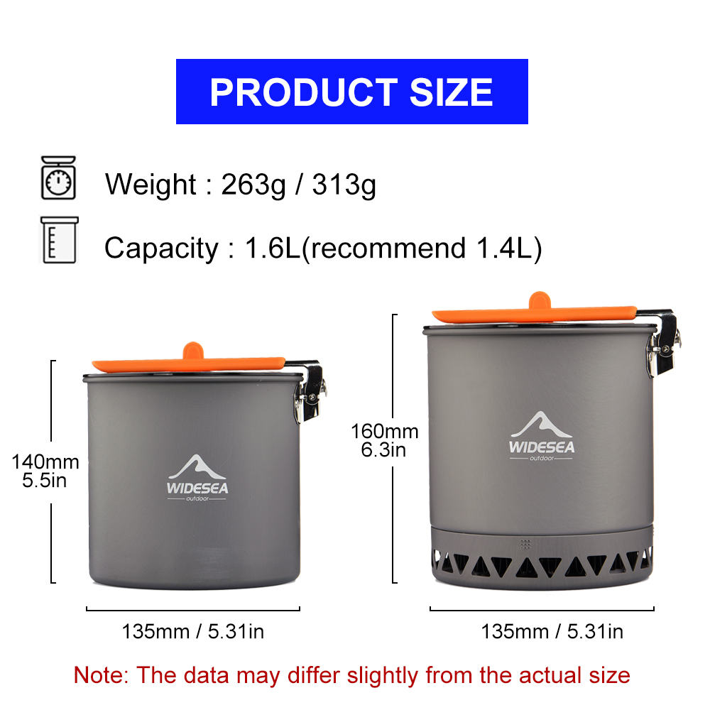 Widesea Camping Pot 1.6L Heat  - Camping Cooking Set 2 Person のレビューと価格