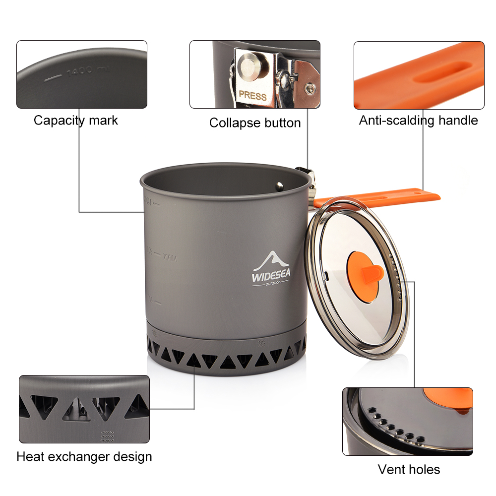 Widesea Camping Pot 1.6L Heat  - Camping Cooking Set 2 Person のレビューと価格