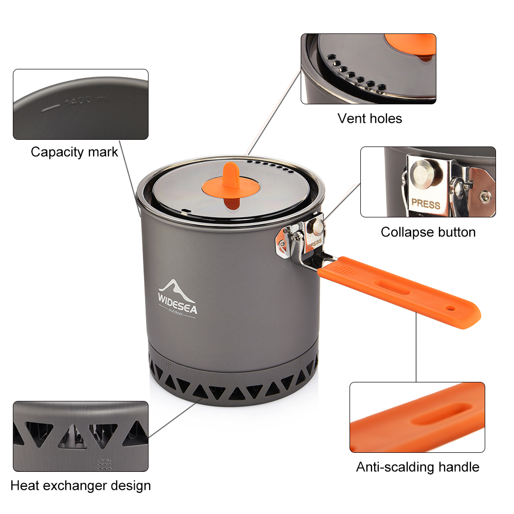 Widesea Camping Pot 1.6L Heat  - Camping Cooking Set 2 Person のレビューと価格