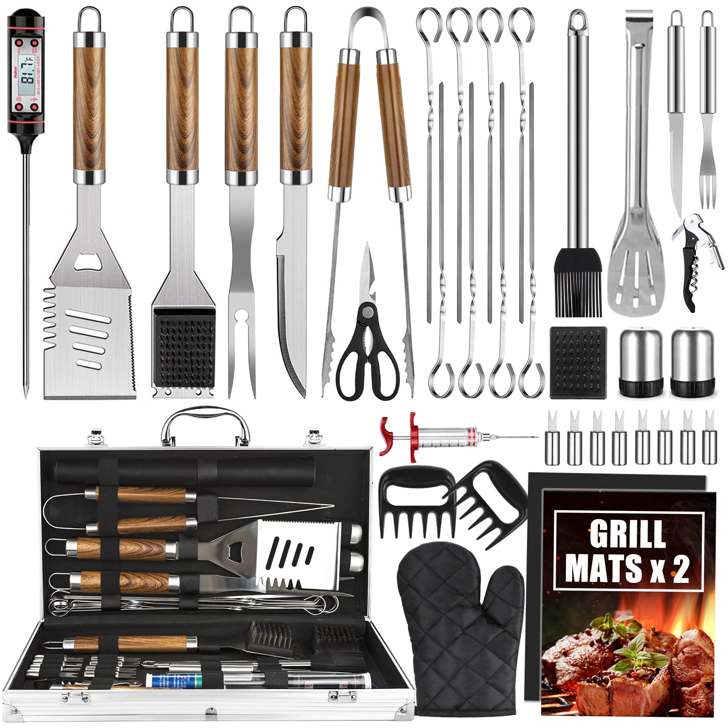 38PCS BBQ Grill Accessories Se - Camping Cooking Accessories Set のレビューと価格