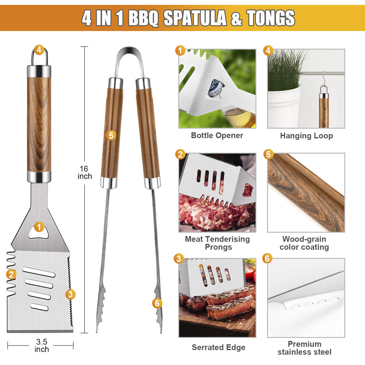 38PCS BBQ Grill Accessories Se - Camping Cooking Accessories Set のレビューと価格