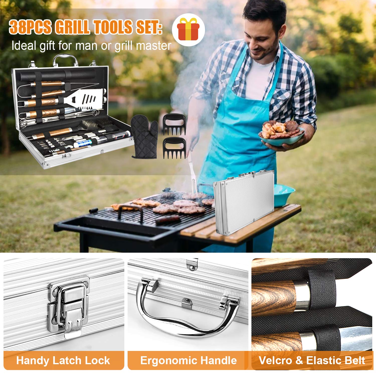38PCS BBQ Grill Accessories Se - Camping Cooking Accessories Set のレビューと価格
