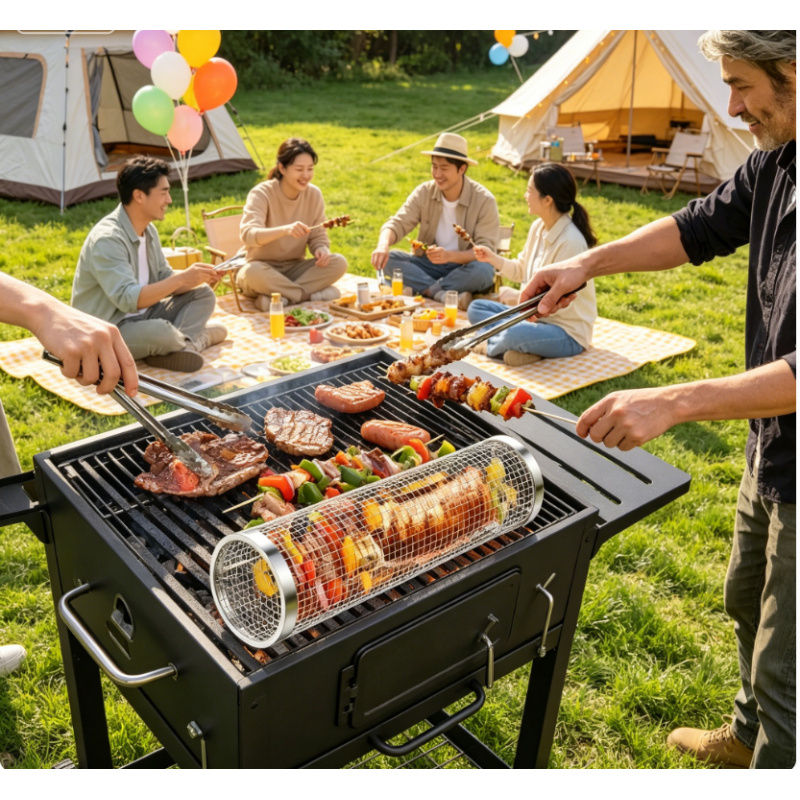 304 Stainless Steel Round Roll - Camping Cooking Basket のレビューと価格
