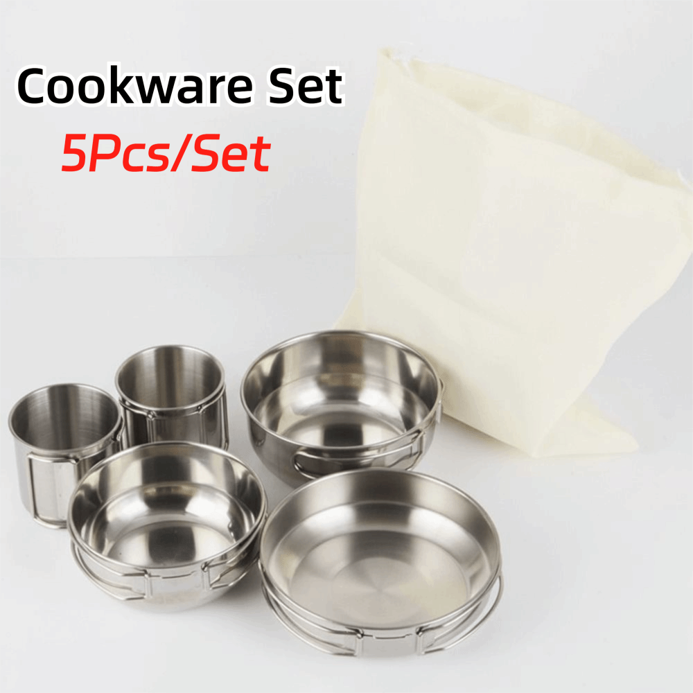 5Pcs 304 Stainless Steel Campi - Camping Cooking Set のレビューと価格