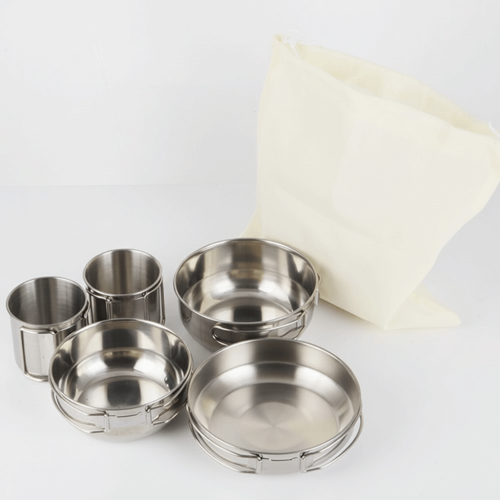 5Pcs 304 Stainless Steel Campi - Camping Cooking Set のレビューと価格