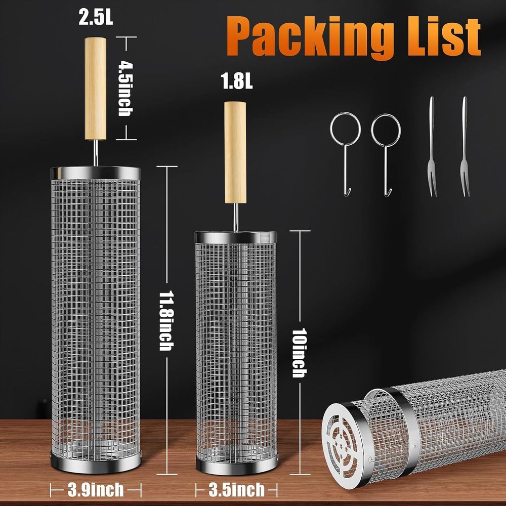 Set of 2 Stainless Steel BBQ G - Camping Cooking Basket のレビューと価格