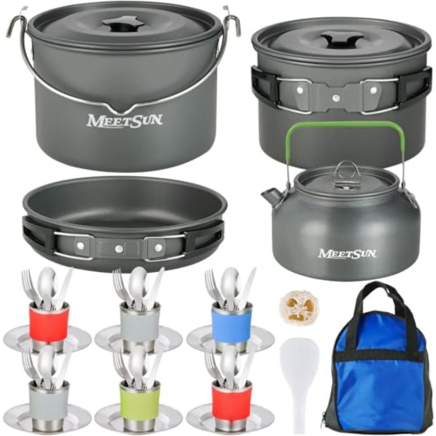 MEETSUN Camping Cookware Set - - Camping Cooking Set のレビューと価格