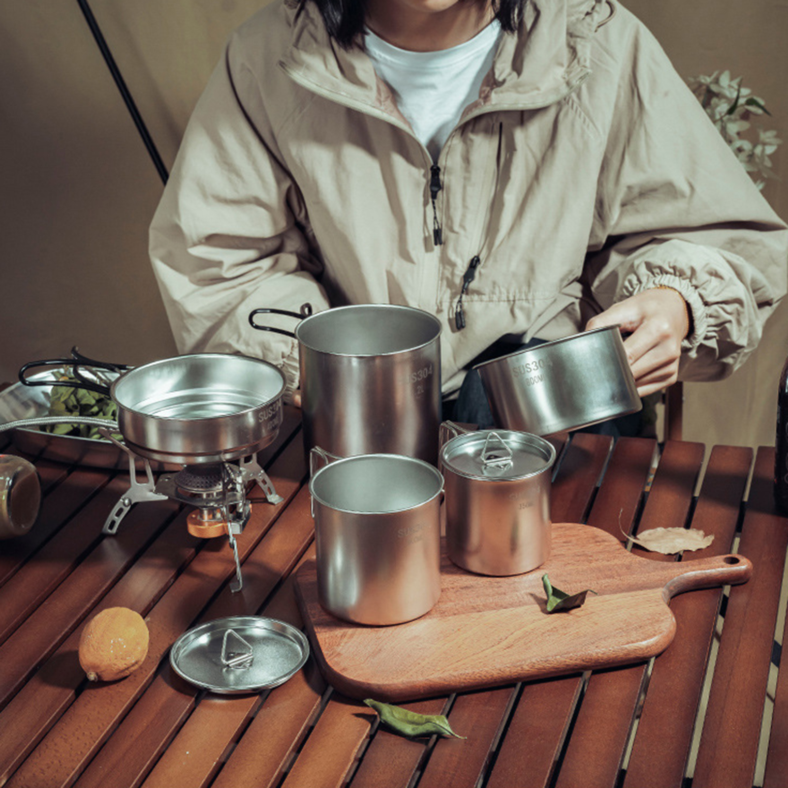Stainless Steel Camping Cookin - Camping Cooking And Drinking のレビューと価格