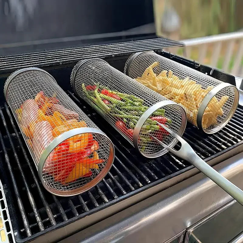 Round Rolling BBQ Grill Net 30 - Camping Cooking Basket のレビューと価格