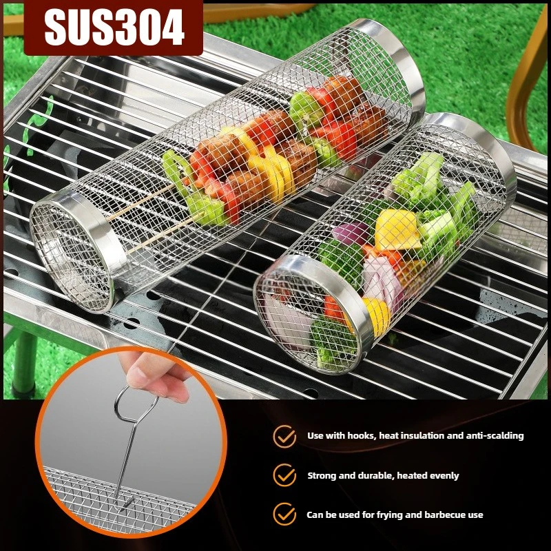 Round Rolling BBQ Grill Net 30 - Camping Cooking Basket のレビューと価格