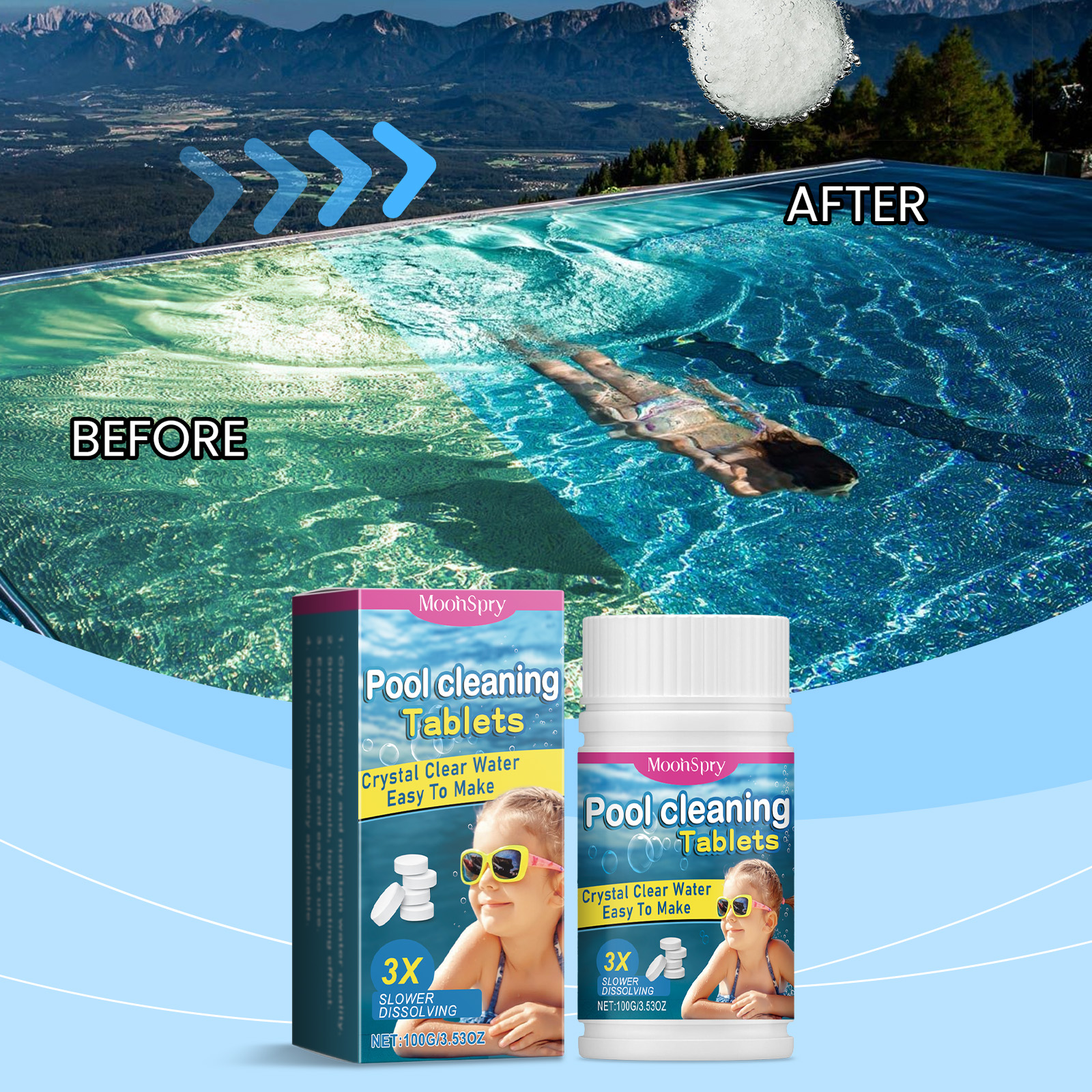 Home Pool Cleaning Slow-Releas - Water Purification Tablet のレビューと価格