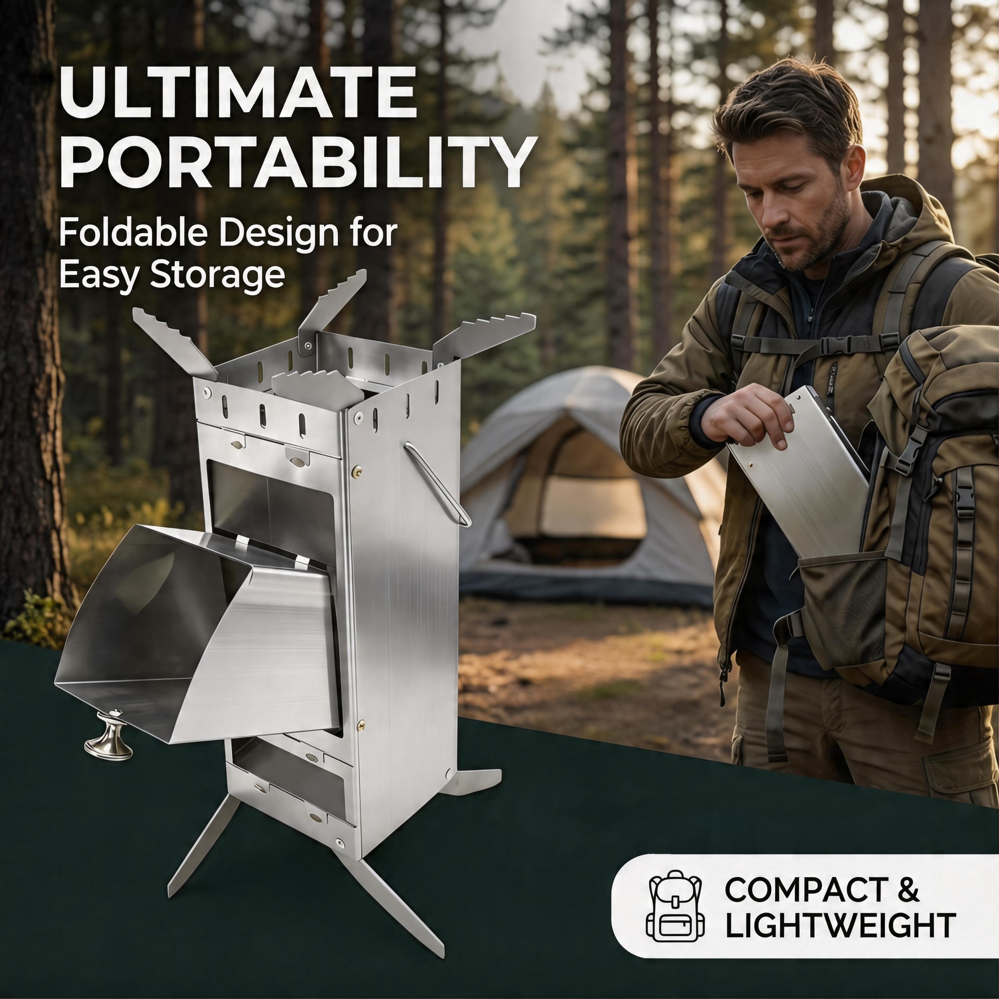 Portable Foldable Rocket Stove - Camping Cooking Equipment のレビューと価格