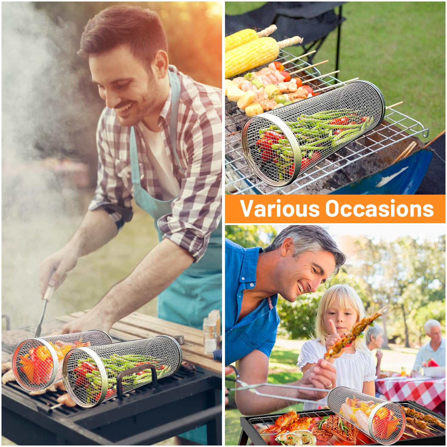 2 Pieces Rolling Grilling Bask - Camping Cooking Accessories Set のレビューと価格