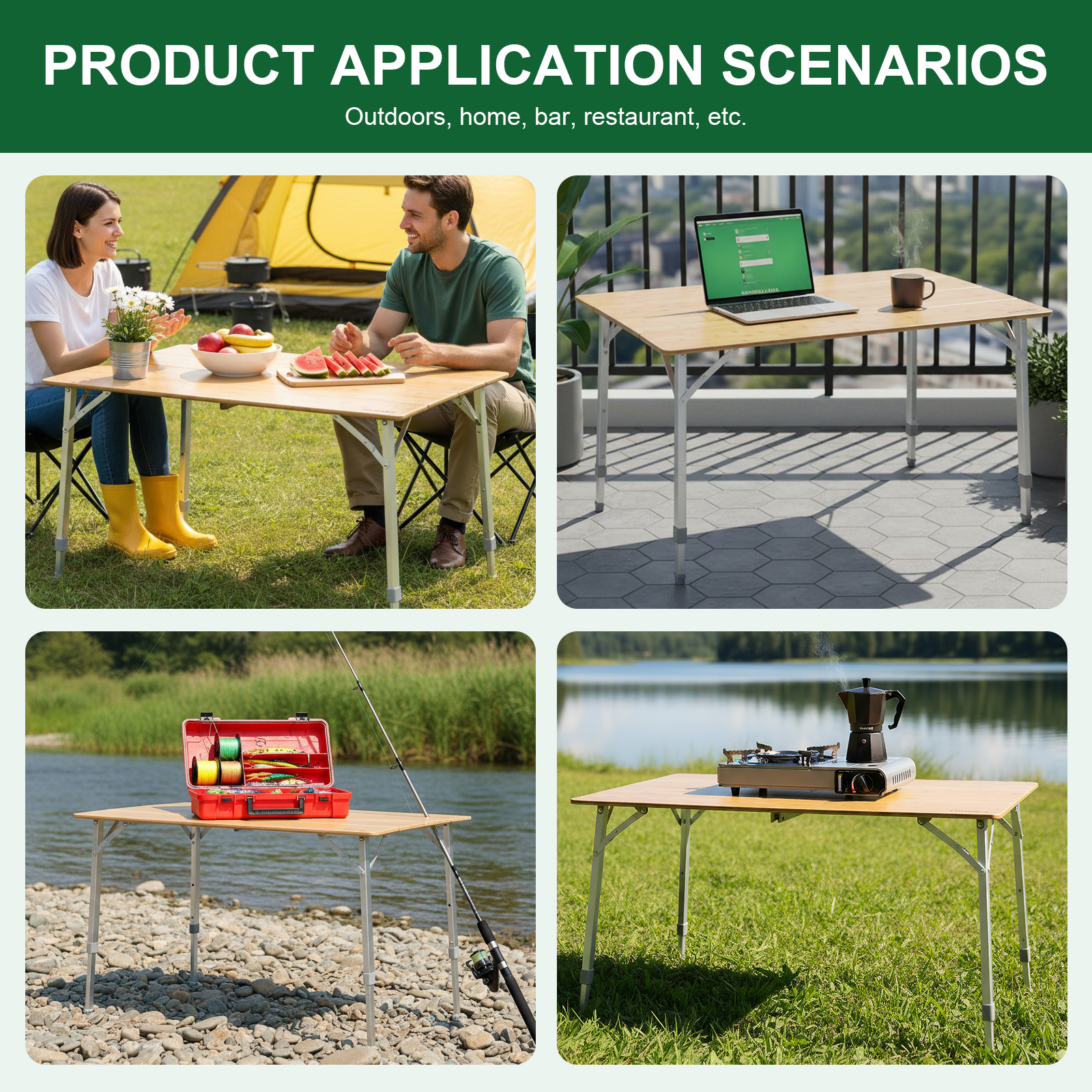 Adjustable Height Folding Bamb - Camping Cooking Bag のレビューと価格